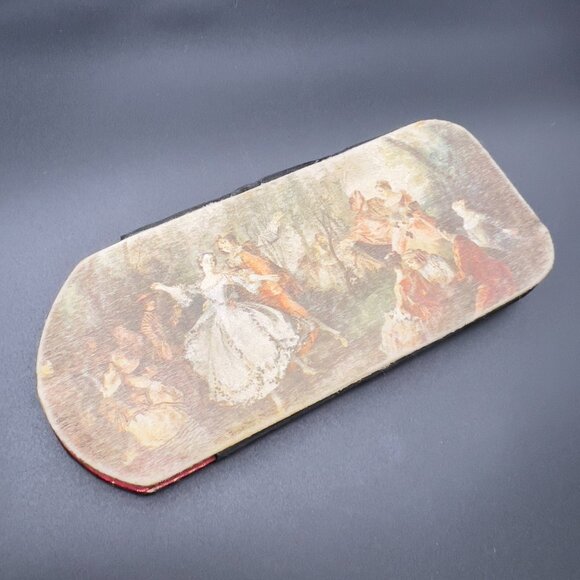 Antique 18th C Hand Painted Silk Eyeglasses Case Rococo Style - Picture 1 of 7